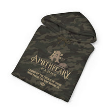 Load image into Gallery viewer, Camo 'Apothecary Farms' Hoodie — Rustic Farm Logo Pullover