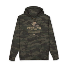 Load image into Gallery viewer, Camo 'Apothecary Farms' Hoodie — Rustic Farm Logo Pullover